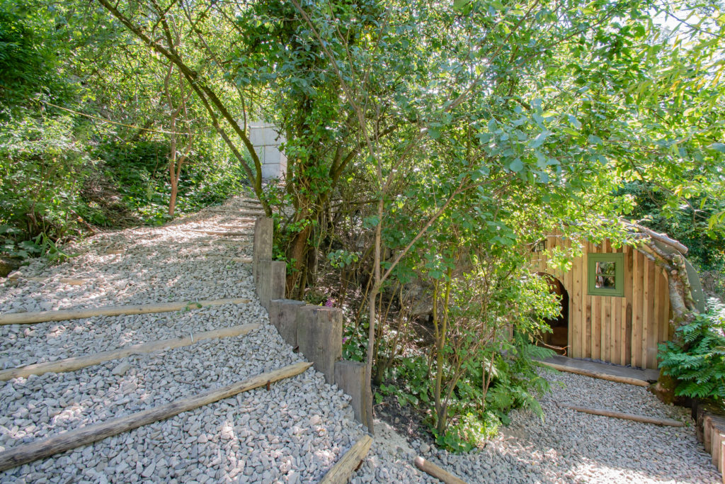 Looking towards the front of the hobbit house, Newtons